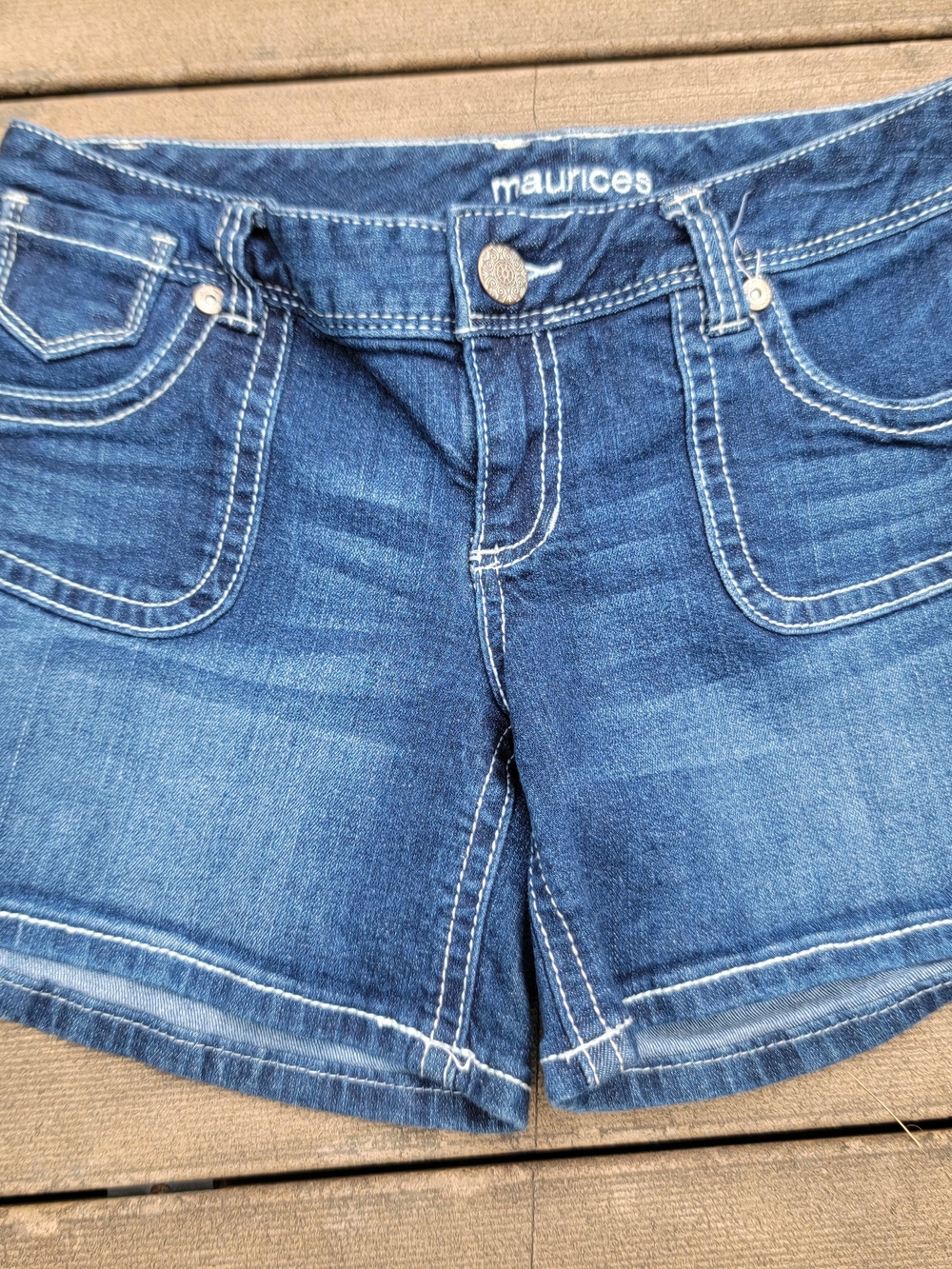 maurices Blue Denim Short Jeans with Contrast Stitching